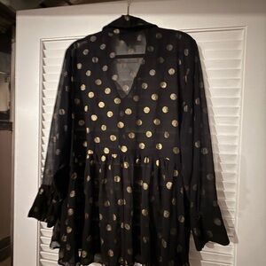 Lane Bryant Black Top with Gold Dots